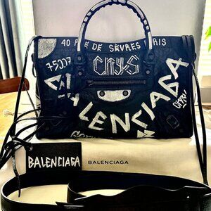 New! Balenciaga Graffiti Classic City Bag with Dust Bag